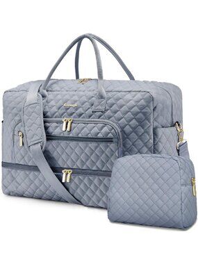Spacious Travel Duffle Bag for Women, Weekender with Shoe Compartment & Wet